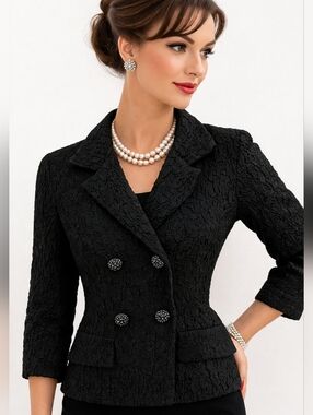 Vintage black Ruched Crepe jacket M-L